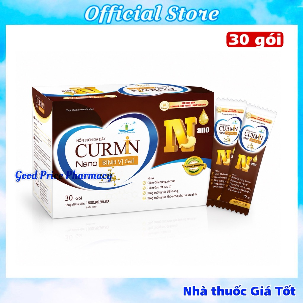 HỖN DỊCH DẠ DÀY CURMIN NANO BÌNH VỊ GEL TÂM DƯỢC HỘP 30 GÓI