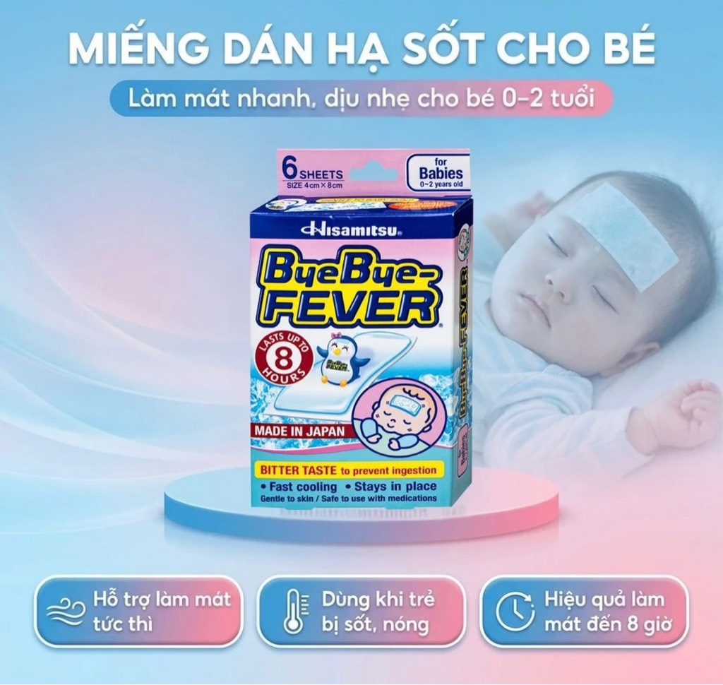 HỘP 6 MIẾNG DÁN HẠ SỐT BYEBYE FEVER 0-2 TUỔI