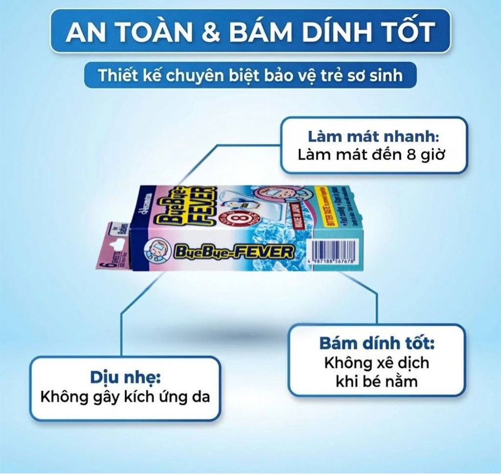 HỘP 6 MIẾNG DÁN HẠ SỐT BYEBYE FEVER 0-2 TUỔI