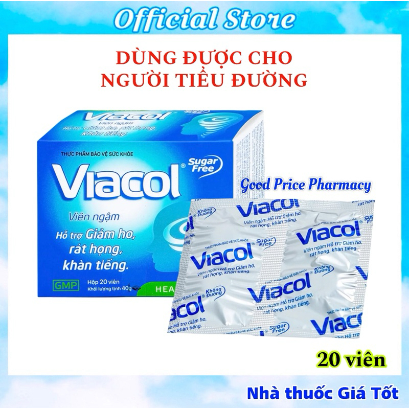 Viên Ngậm Viacol Không Đường Hỗ Trợ Giảm Ho, Rát Họng, Khản Tiếng