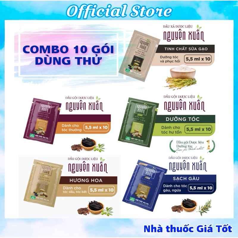 Combo 10 Gói Dầu Gội Dược Liệu Nguyên Xuân 5.5ml