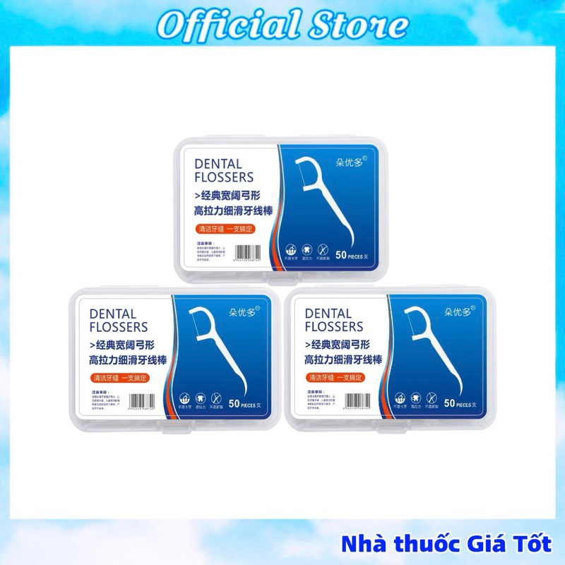 Combo 3 Hộp Tăm Chỉ Xỉa Răng ( Hộp 50 Chiếc)