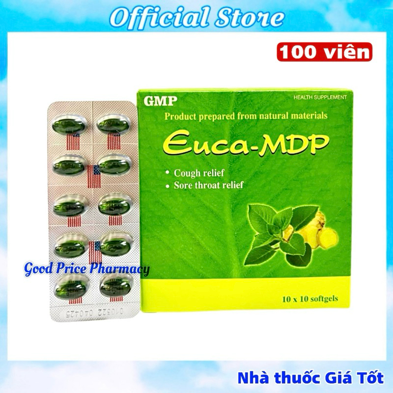 Viên Ho Xanh Euca-MDP Hỗ Trợ Giảm Ngứa Rát Cổ, Đau Họng