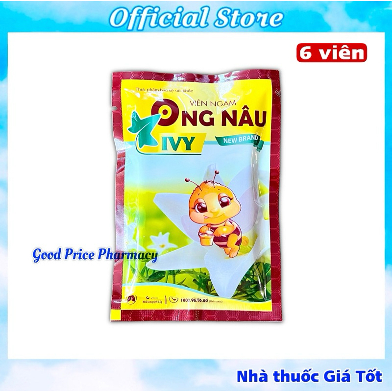 Vỉ 6 Viên Ngậm Ho Ong Nâu Ivy Dùng Được Cho Trẻ Em Từ 4 Tuổi