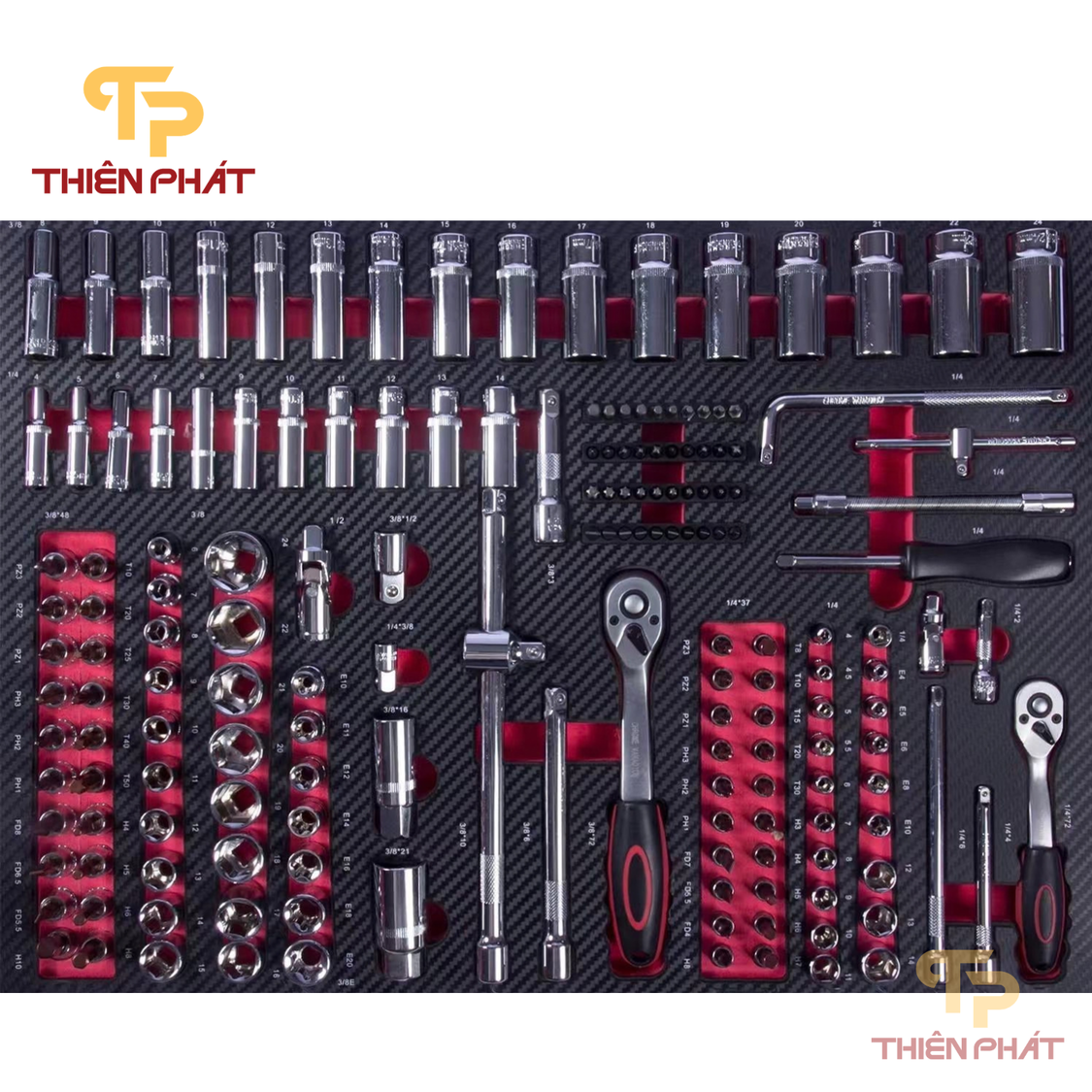 Tủ đồ nghề 7 ngăn 421 chi tiết Thiên Phát TP1702a cho gara sửa chữa oto, xưởng cơ khí