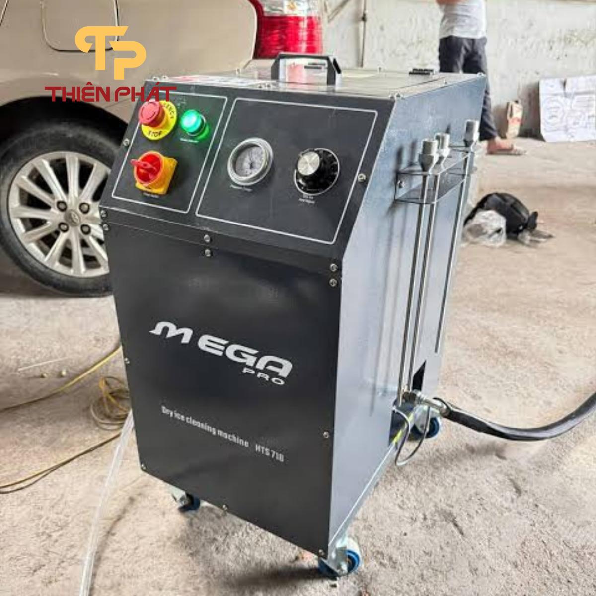 Máy Bắn Đá Khô CO₂ Mega Pro - Vệ Sinh Carbon Buồng Đốt, Van Nạp Ô Tô