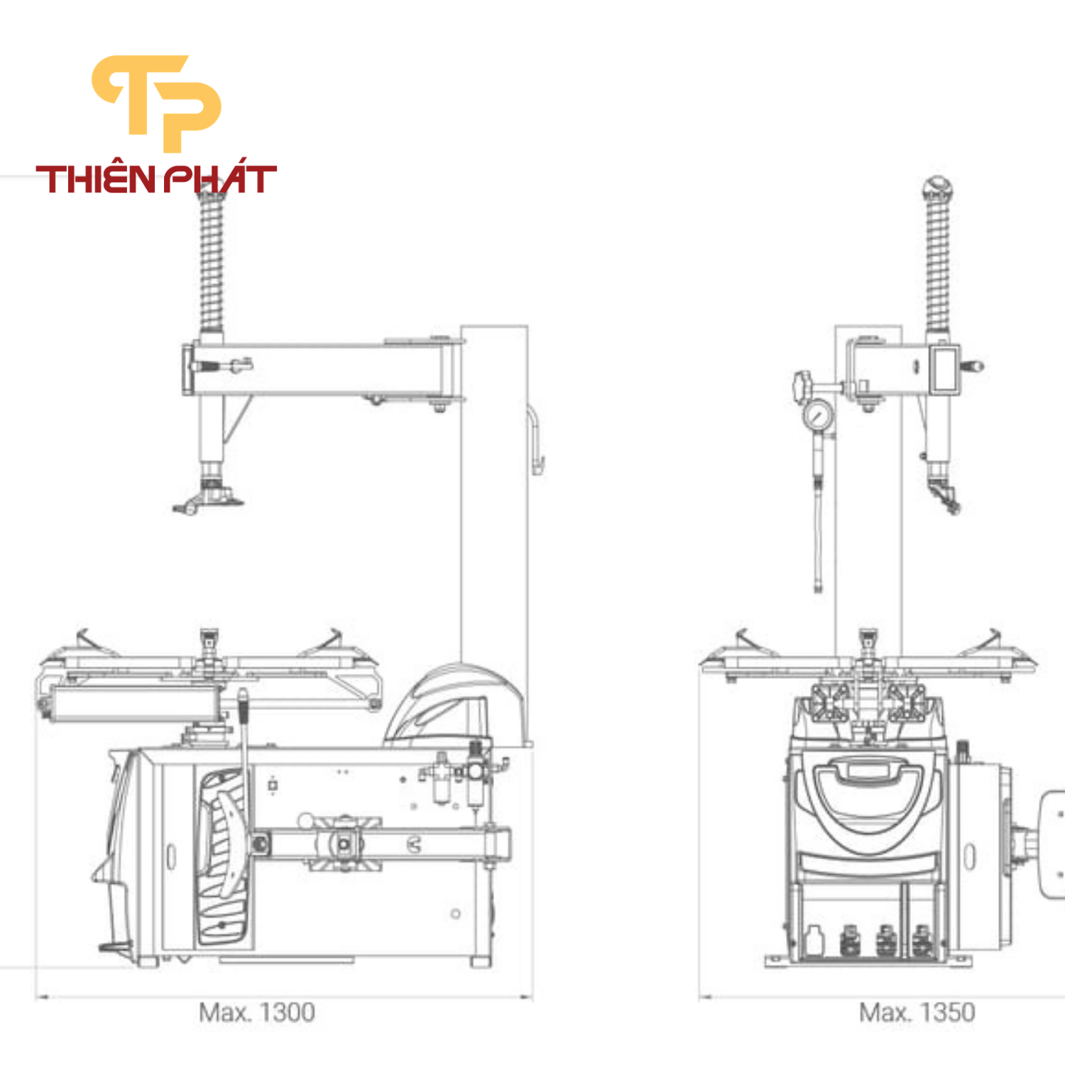 Máy ra vào lốp xe ô tô, kèm bộ hỗ trợ tiêu chuẩn Italy Bright LC-890N+240