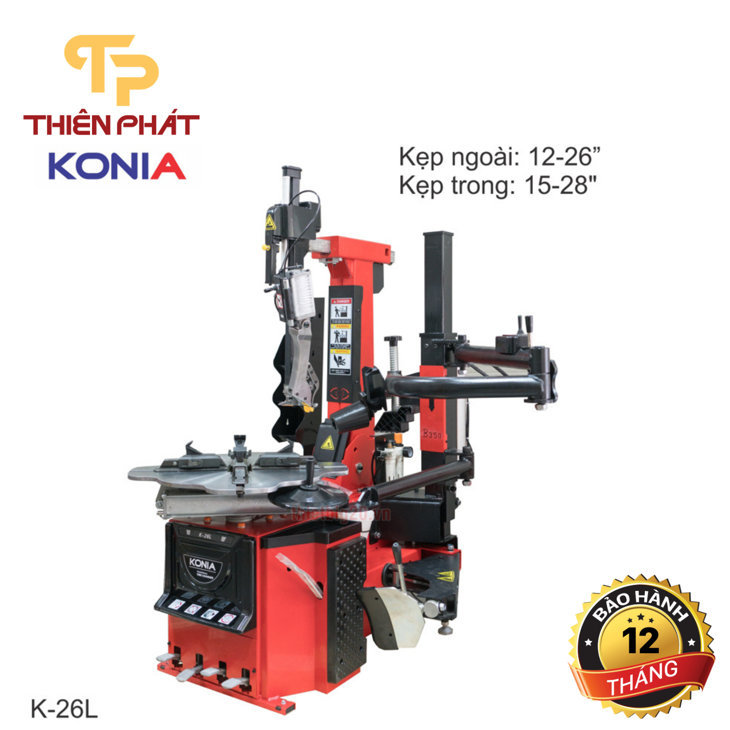 Máy tháo lốp không lơ via, kèm bộ hỗ trợ và bộ nâng lốp Konia K-26L - 12-26 inch