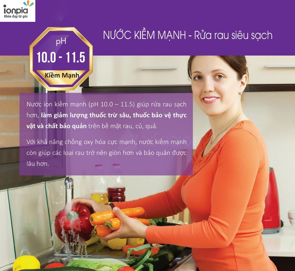 Bí quyết làm sạch thực phẩm với nước ion kiềm