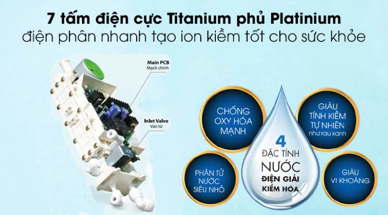 Buồng điện cực của máy lọc nước IONPIA được phủ Titanium