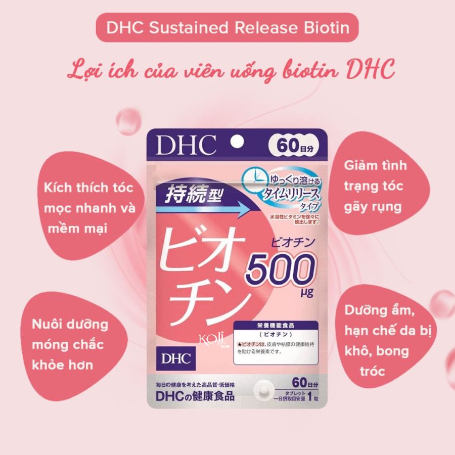 Viên uống ngăn ngừa rụng tóc biotin DHC - Gói 60 viên