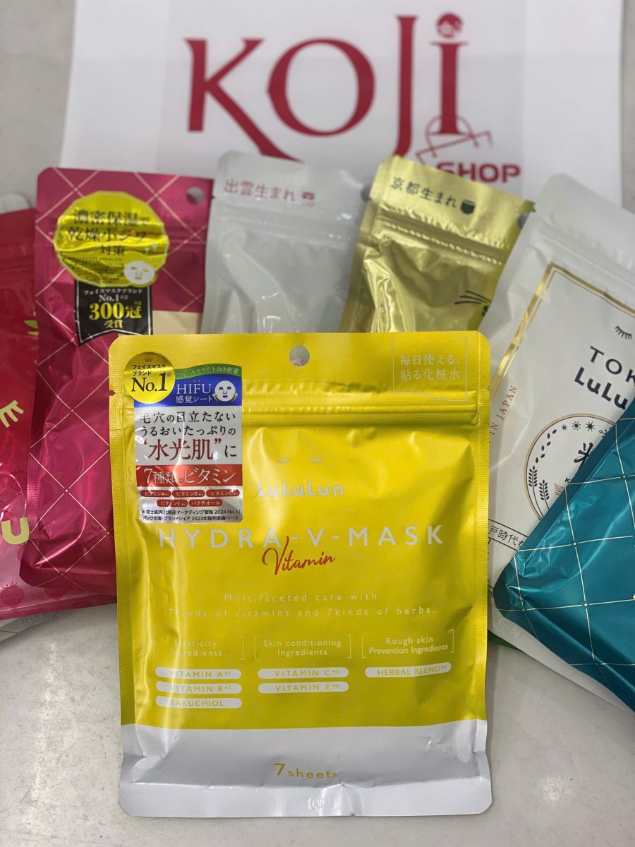 Mặt nạ giấy Lululun Hydra-V-Mask Vitamin màu Vàng gói 7 miếng