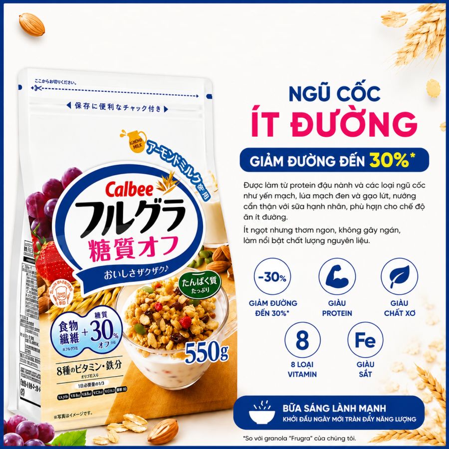 Ngũ cốc Calbee ít đường Nhật Bản 550g