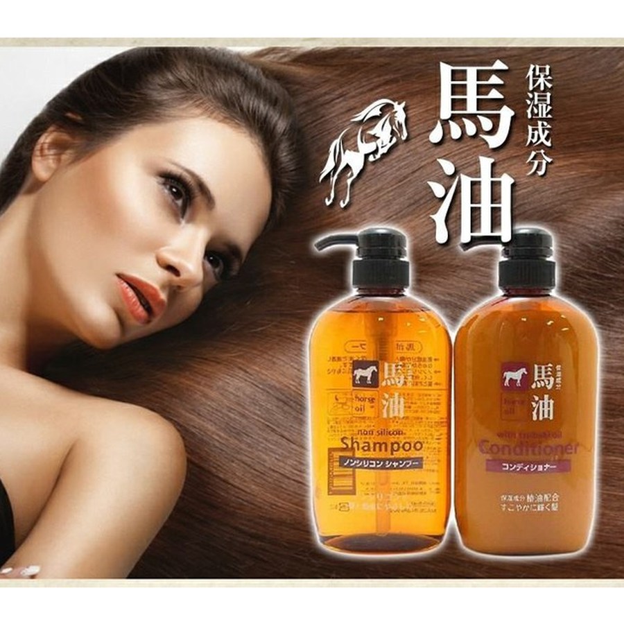 Cặp Dầu gội & Dầu xả ngựa Kumano Horse Oil Natural Hair 600ml