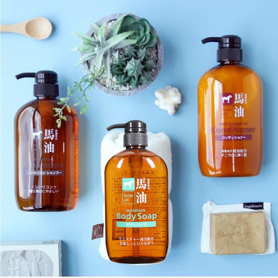 Bộ 3 sản phẩm Sữa Tắm - Dầu Gội - Dầu Xả mỡ ngựa Kumano Horse Oil 600ml