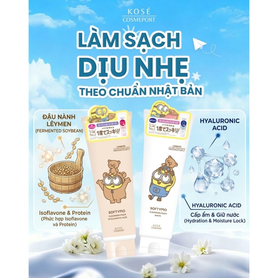 Sữa rửa mặt Kose Softymo 190gr phiên bản giới hạn Minion