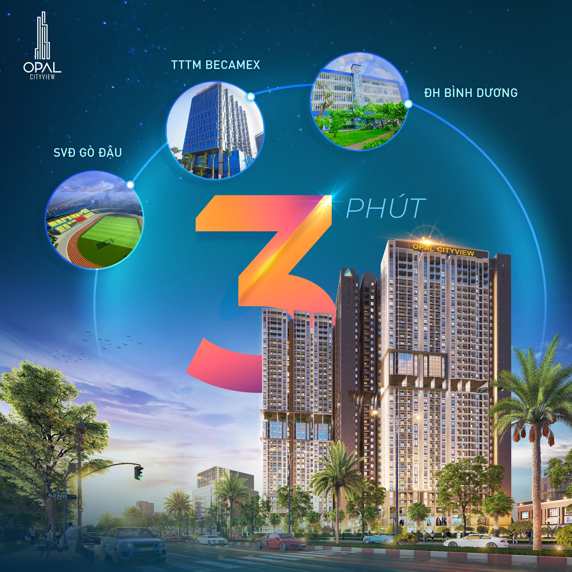 tiện ích ngoại khu cách opal city view 3 phút