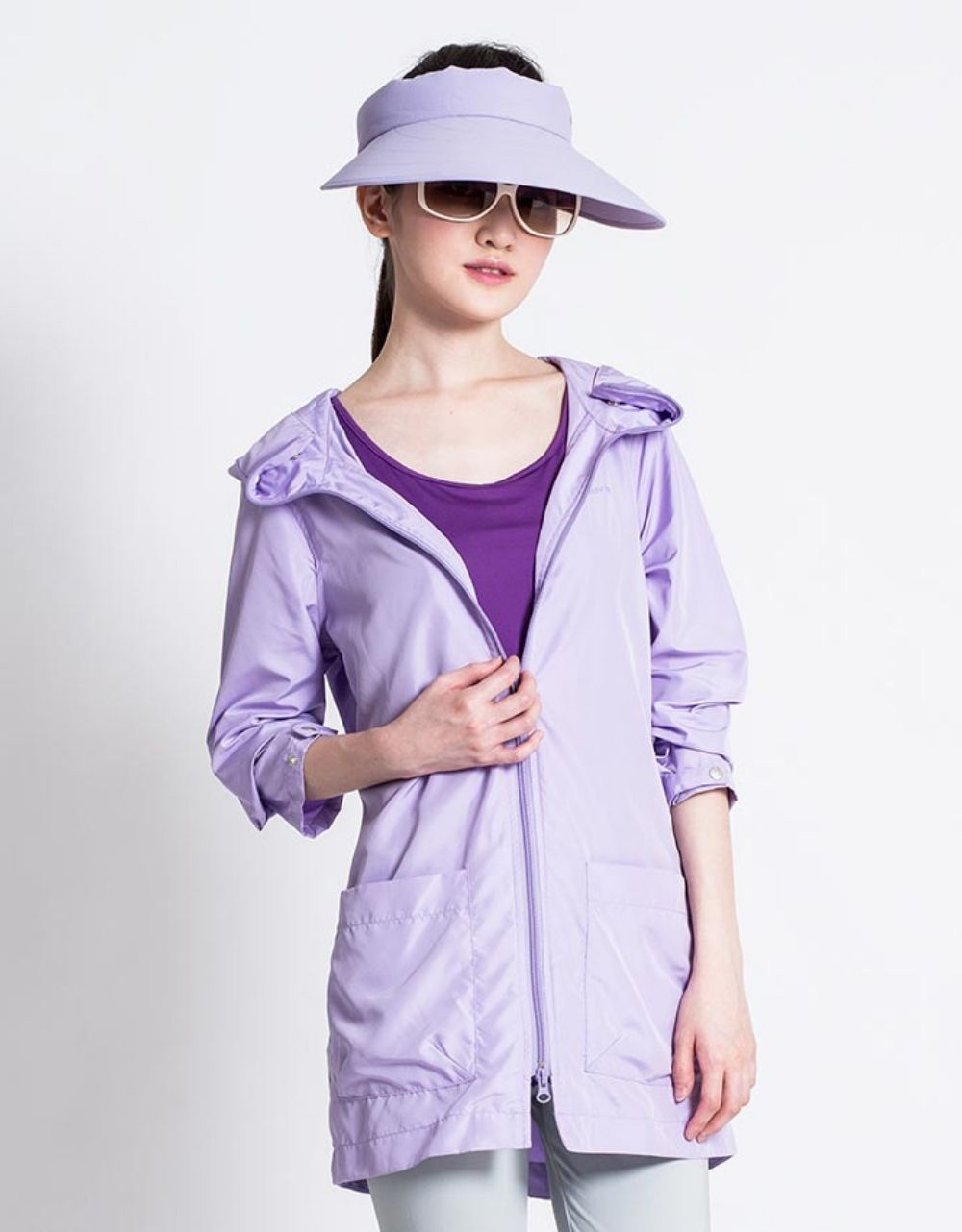 Áo khoác chống nắng nữ UV100 AA41181 dáng dài, chống bám nước