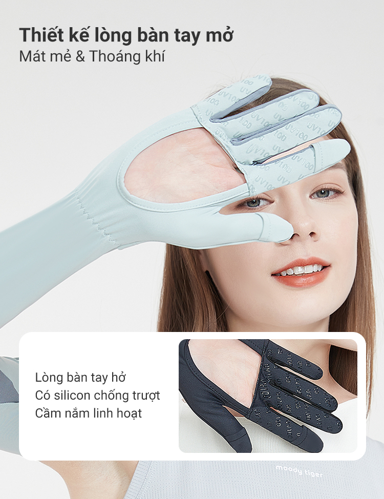 Găng tay chống nắng dài hở lòng bàn tay UV100 Apex-Cool KA23340