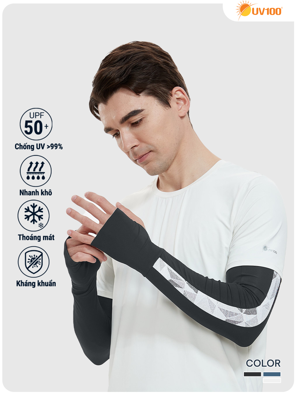 Ống tay chống nắng unisex UV100 Apex-Cool KA23324 kháng khuẩn