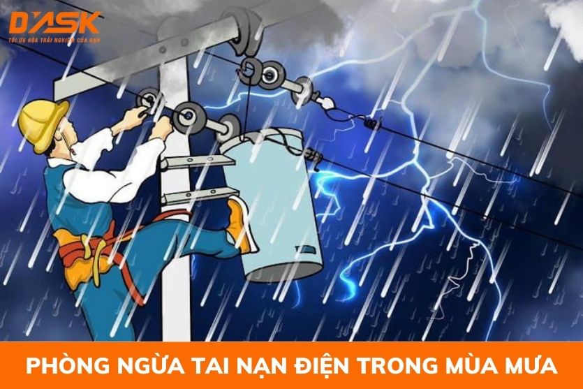Phòng ngừa tai nạn đối với người thợ điện trong mùa mưa bão!