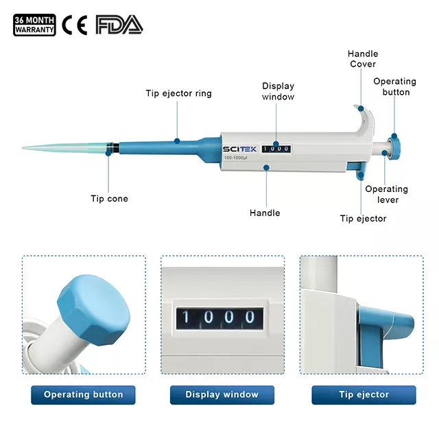 Dụng cụ bơm hút mẫu tự động Micropipet 0.1-2.5ul hãng SCITEK