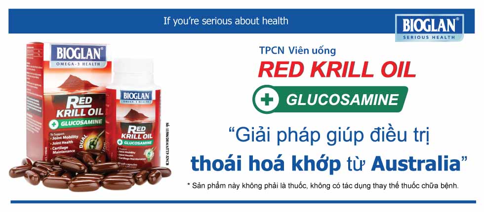 Bioglan Red Krill Oil & Glucosamine - Hỗ trợ điều trị xương khớp