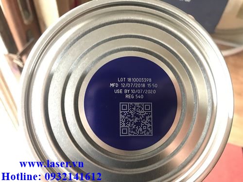 khắc mã QR Code trên nắp hộp sữa kim loại