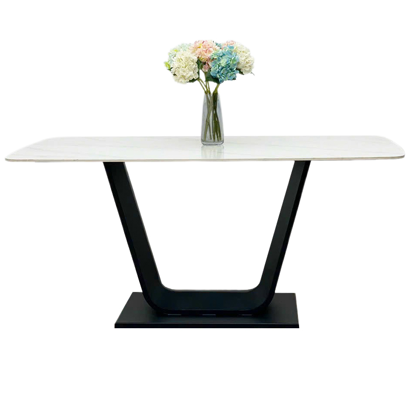 Bàn ăn chân sắt mặt đá cho nhà đẹp BA-19