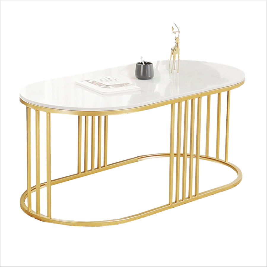 Bàn sofa mặt đá hình oval chân sắt sơn tĩnh điện BTS-22