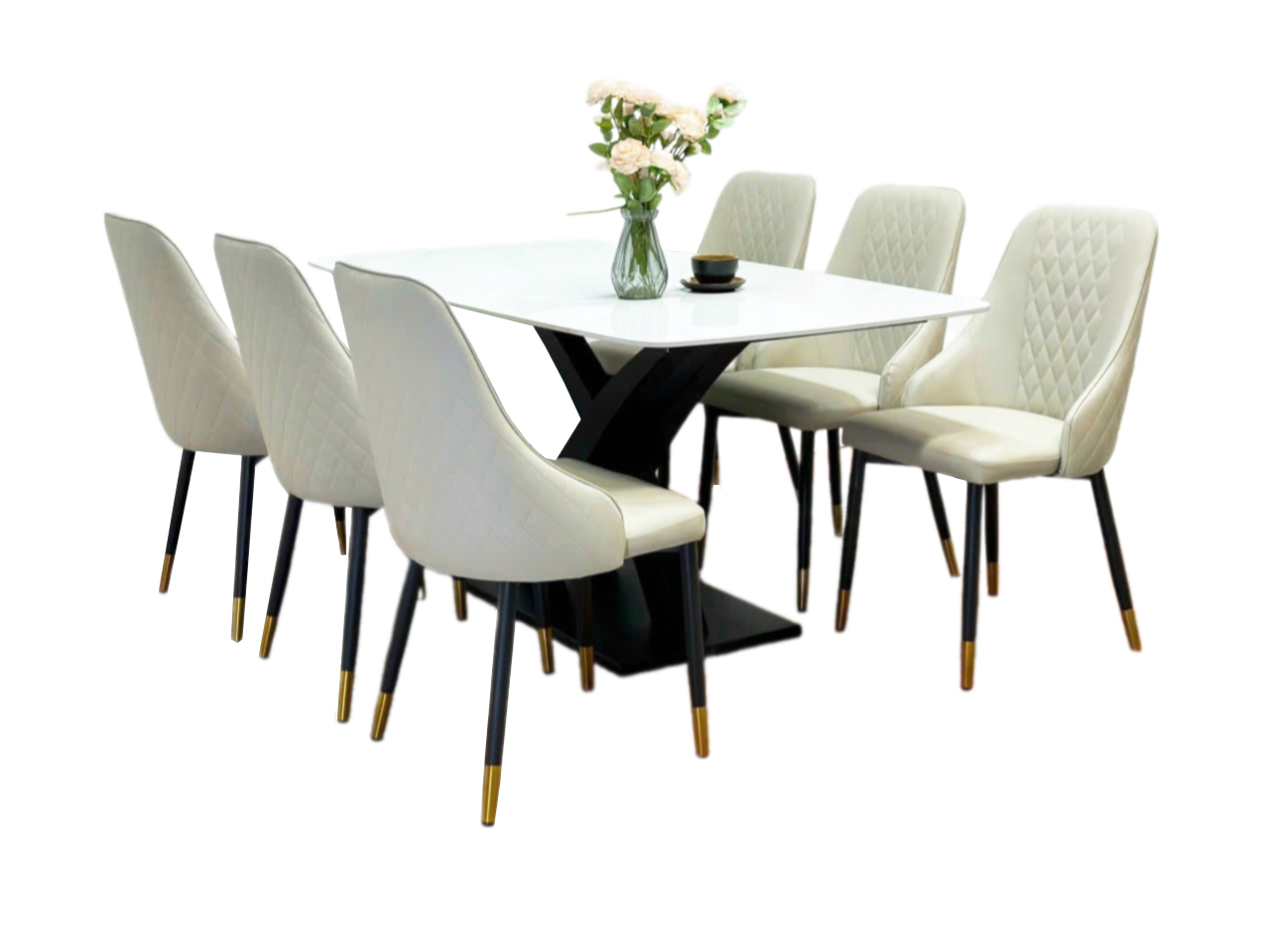 Bộ bàn ăn nhập khẩu mặt đá cho 6 người BBA-75