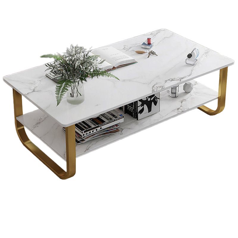 Bàn sofa chữ nhật mặt đá 2 tầng sang trọng BTS-12