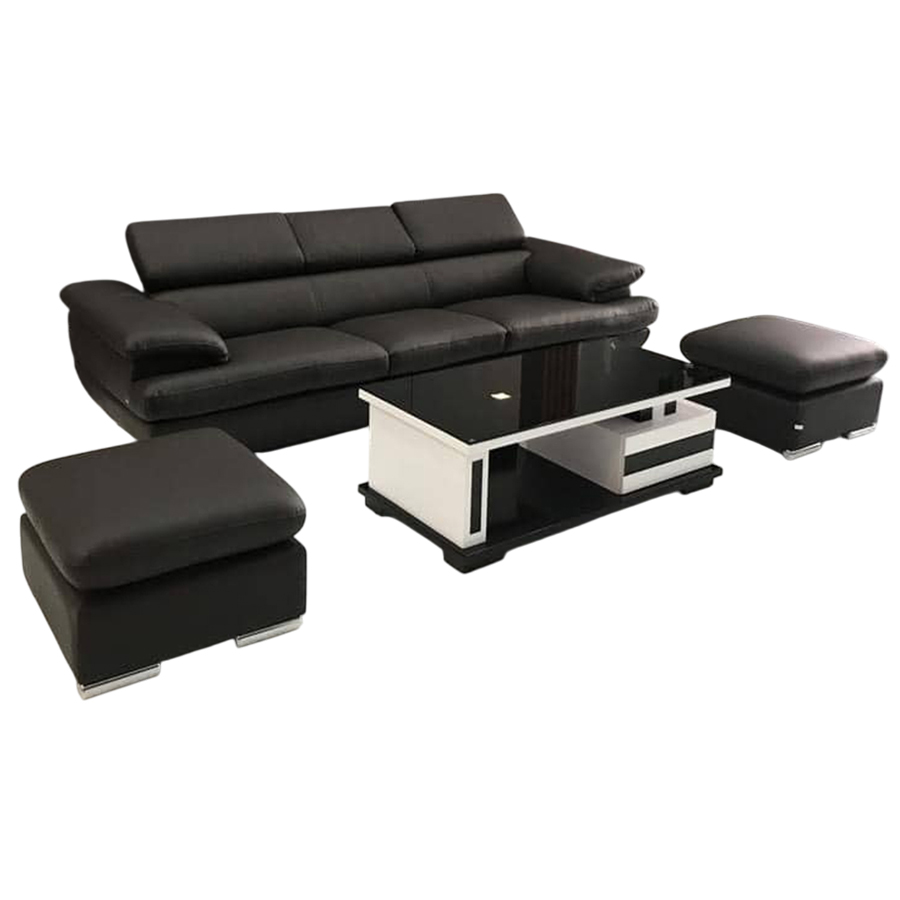 Ghế salon văng dài kèm đôn bọc da cao cấp GSB-07