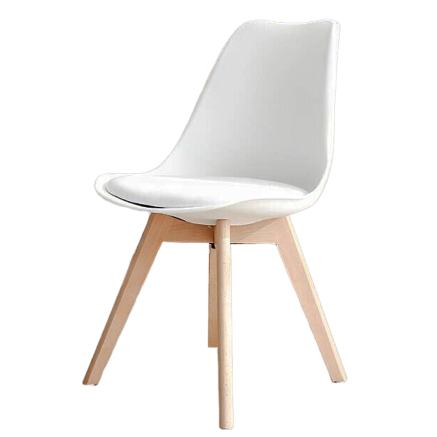 Ghế cafe, ghế ăn eames nhựa lót nệm chân gỗ sồi GCF-02