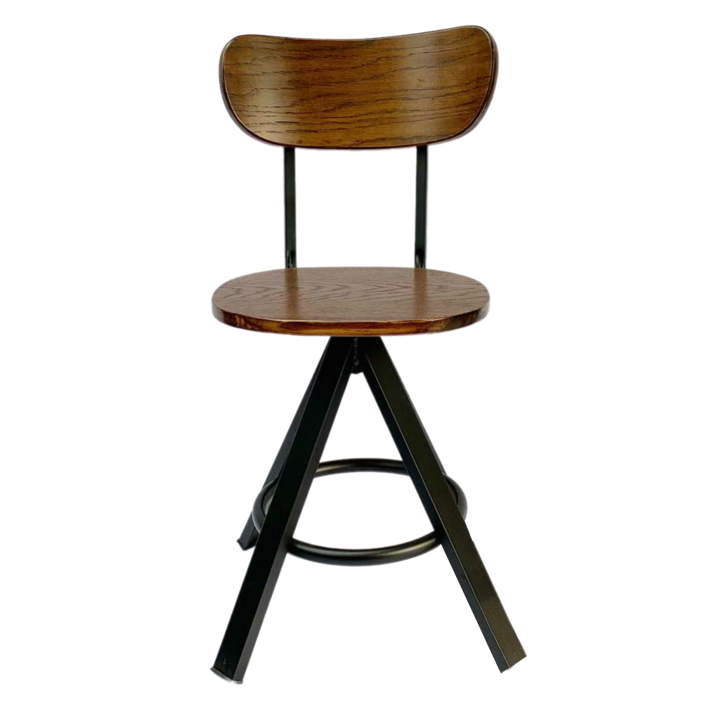 Ghế cafe gỗ chân sắt chụm có lưng tựa GCF-26