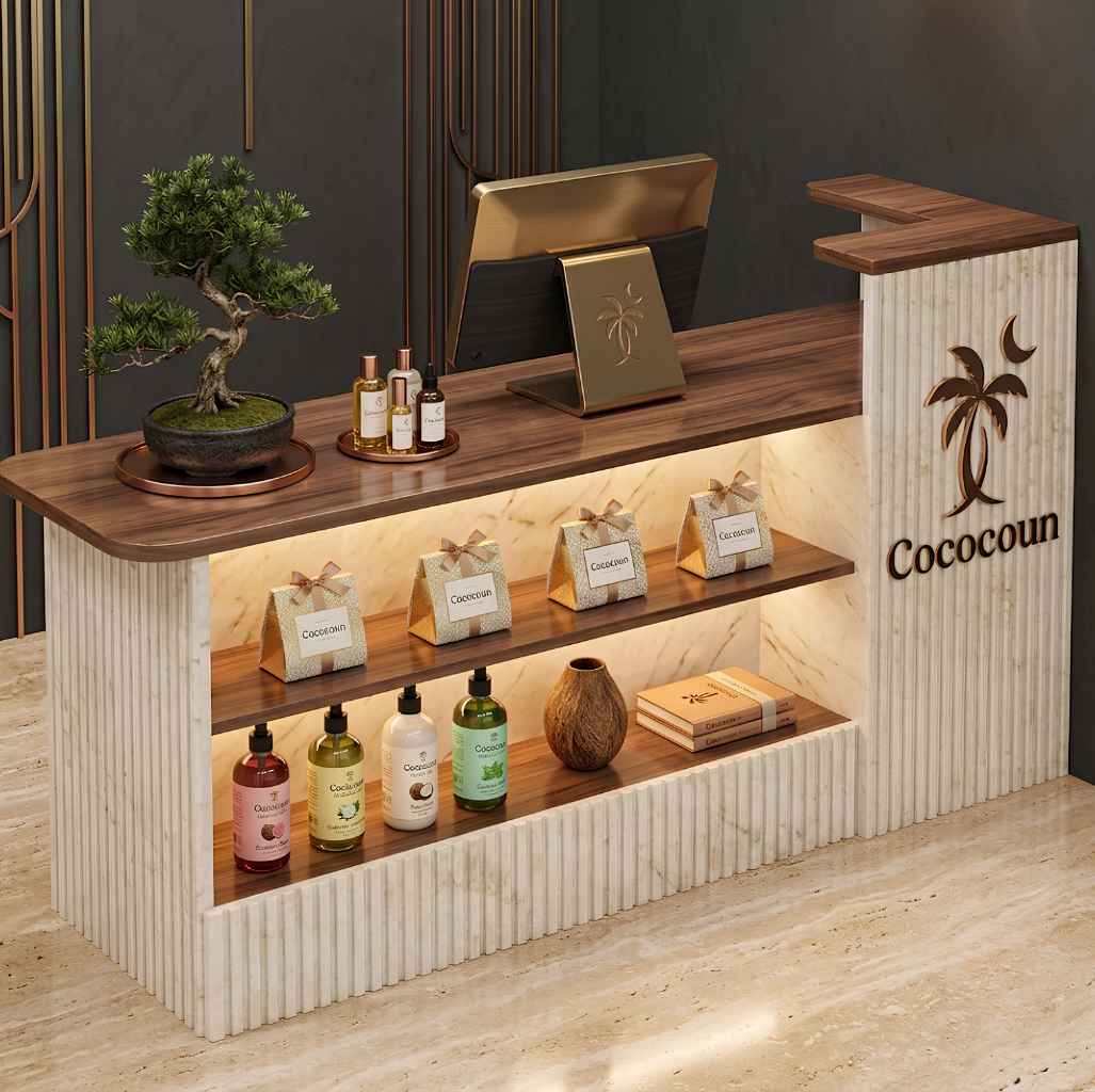 Quầy lễ tân spa kệ tầng QLT-09
