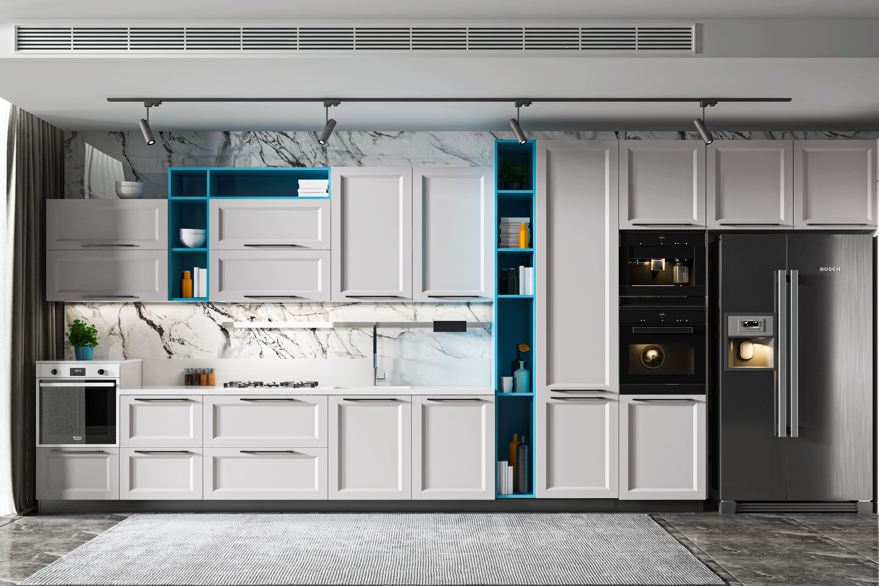 Tủ bếp sơn trắng kiểu dáng đơn giản TB-14