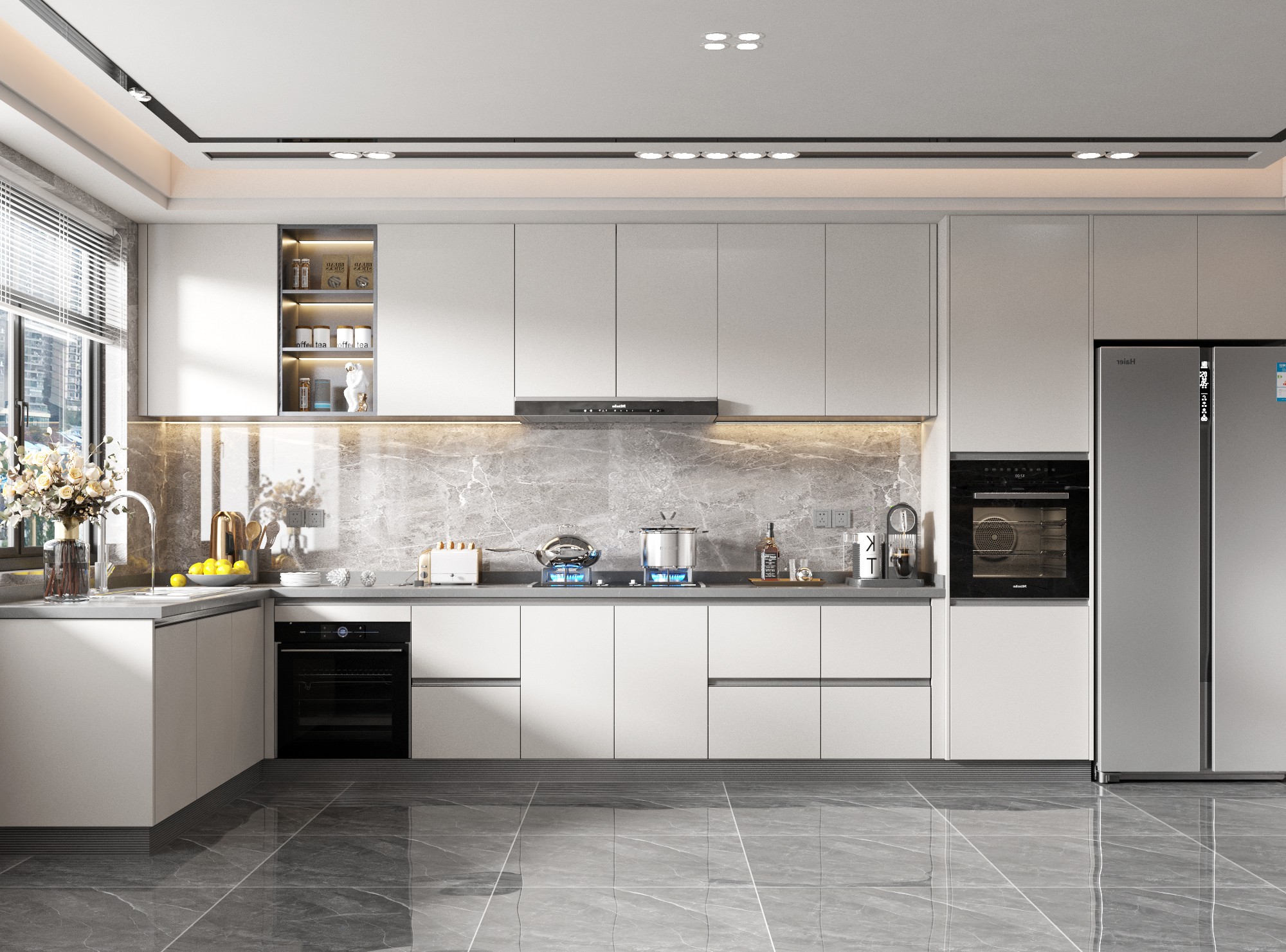 Tủ bếp chữ L sang trọng cho nhà phố TB-29