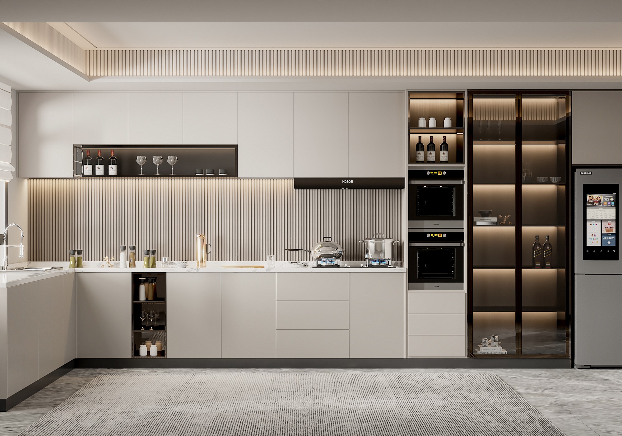 Tủ bếp góc L màu trắng hiện đại TB-30 | Thiết Kế, Thi Công Nội Thất Trọn Gói