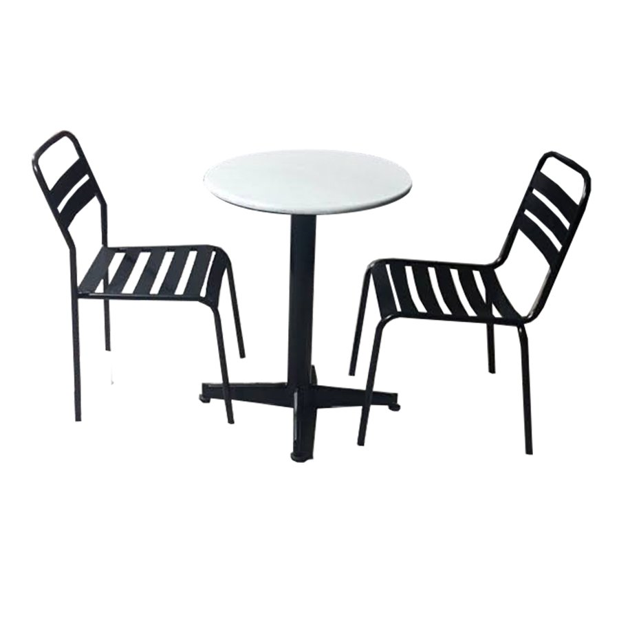 Bộ bàn cafe mặt đá và 2 ghế sắt sơn tĩnh điện BCC-12