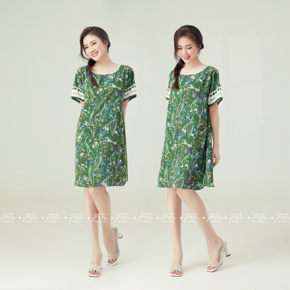 Mua Váy xuông nữ mặc nhà form rộng- Đầm suông Chất cotton in hình gấu trẻ  trung V750 SUTANO - Yeep