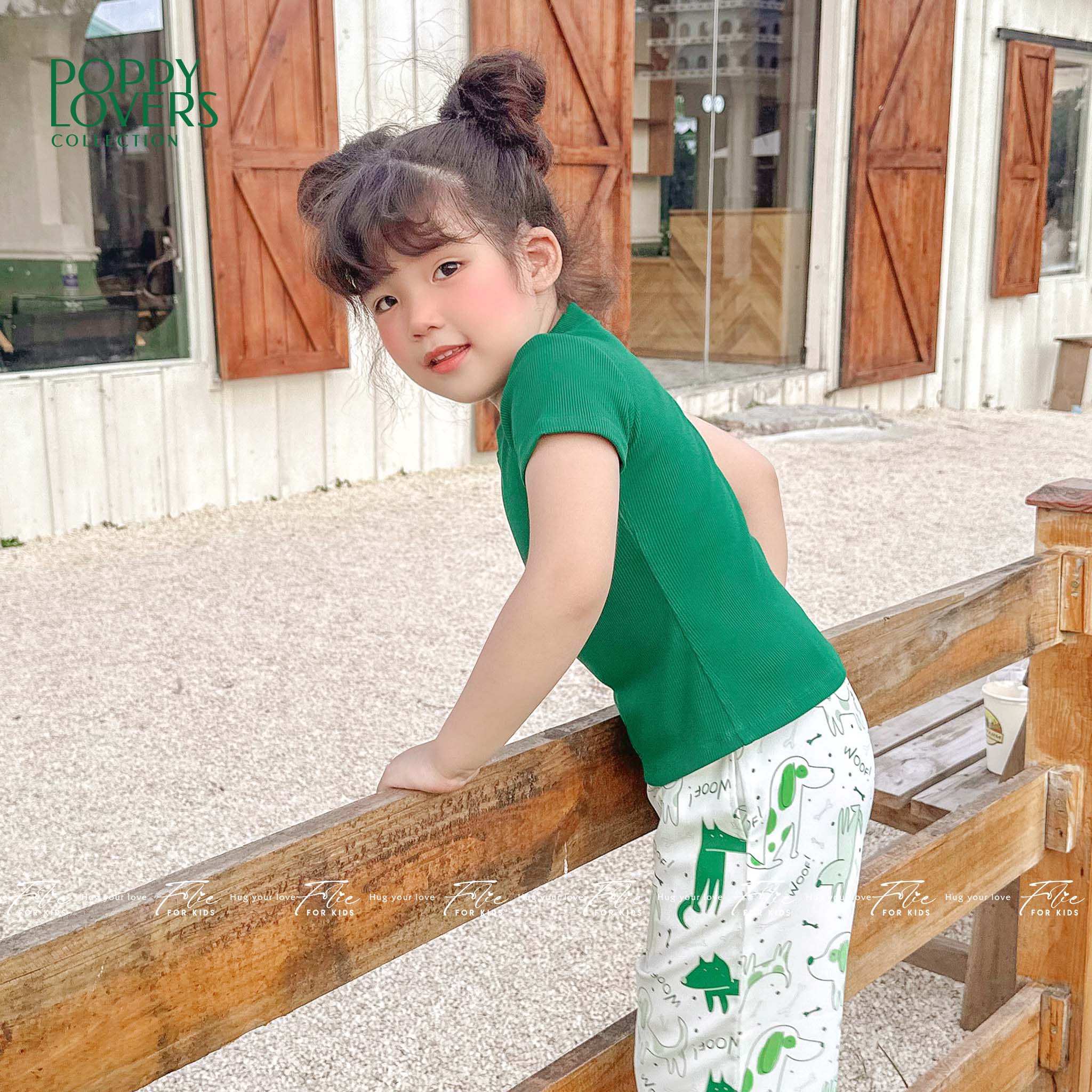 Bộ mặc nhà cho bé FKLA1Q3.9 xanh lá 