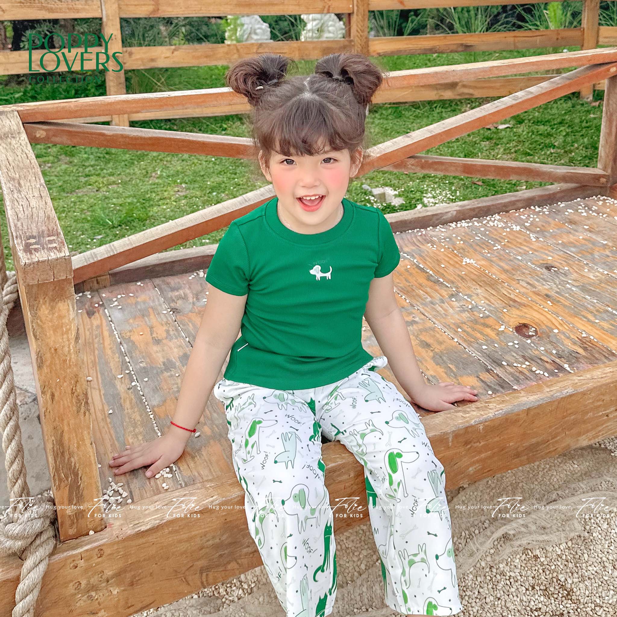 Bộ mặc nhà cho bé FKLA1Q3.9 xanh lá 