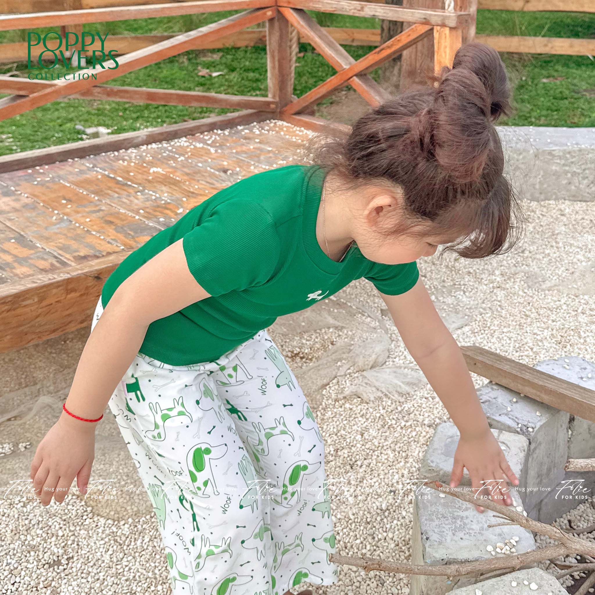 Bộ mặc nhà cho bé FKLA1Q3.9 xanh lá 