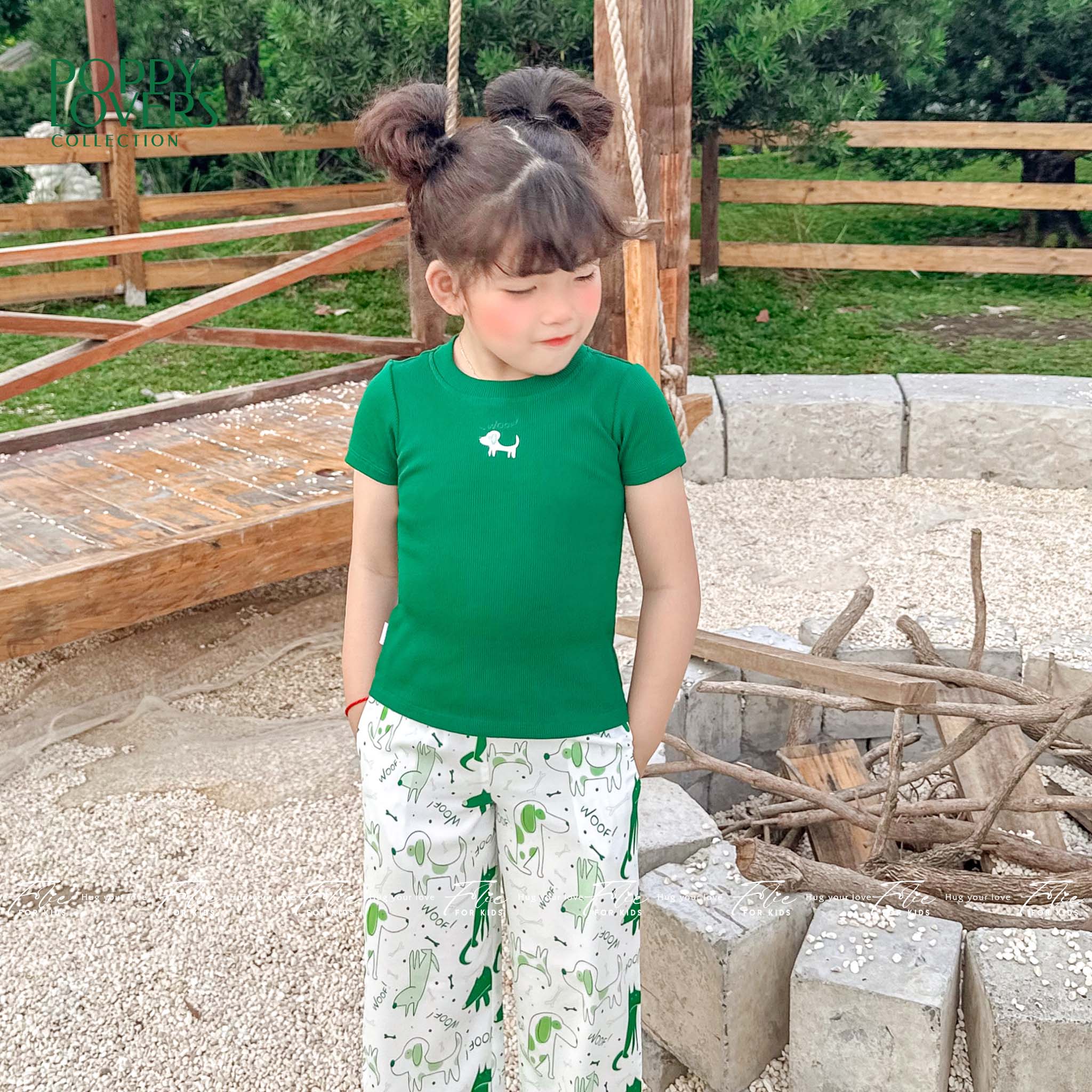 Bộ mặc nhà cho bé FKLA1Q3.9 xanh lá 