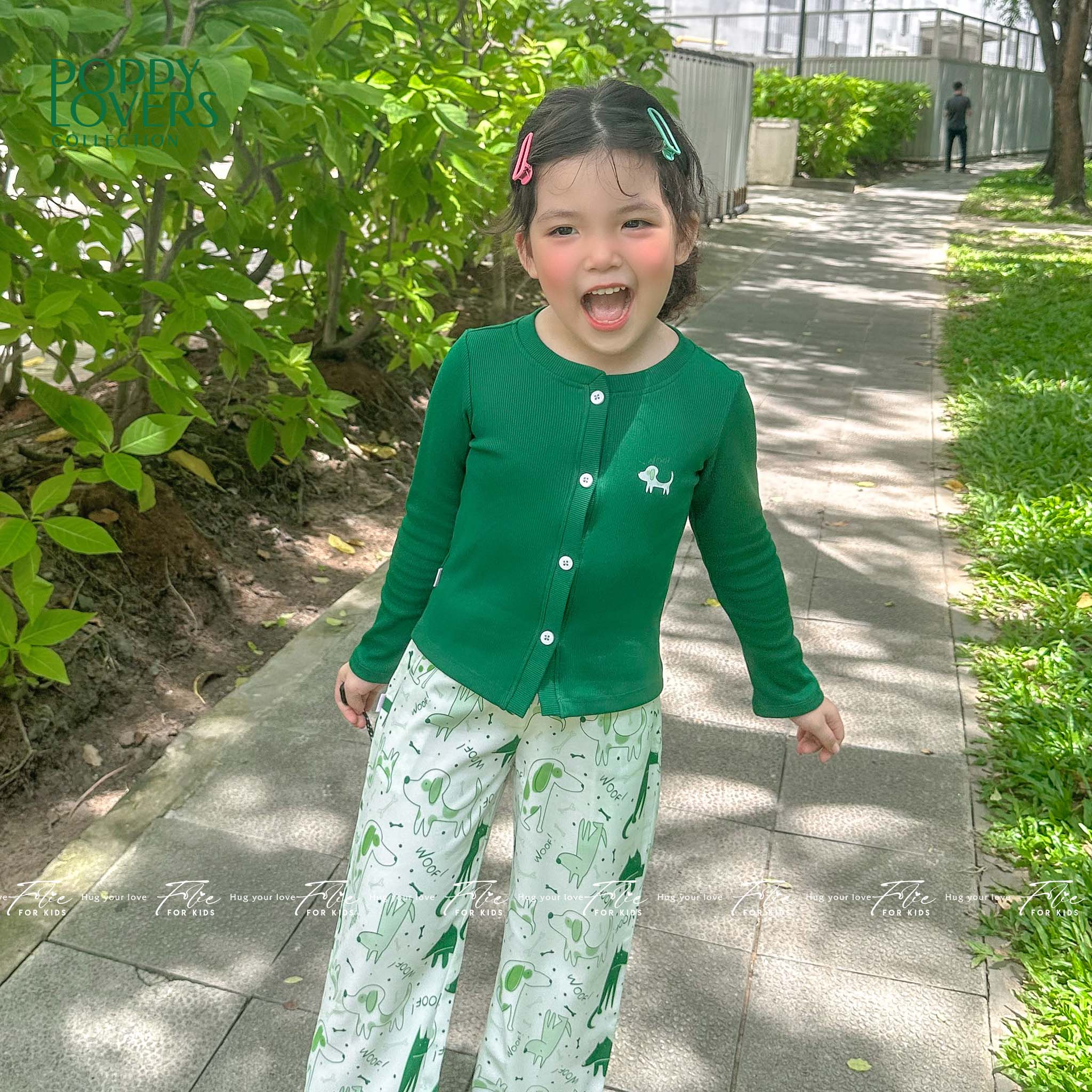 Bộ mặc nhà cho bé FKLA4Q3.9 xanh lá 