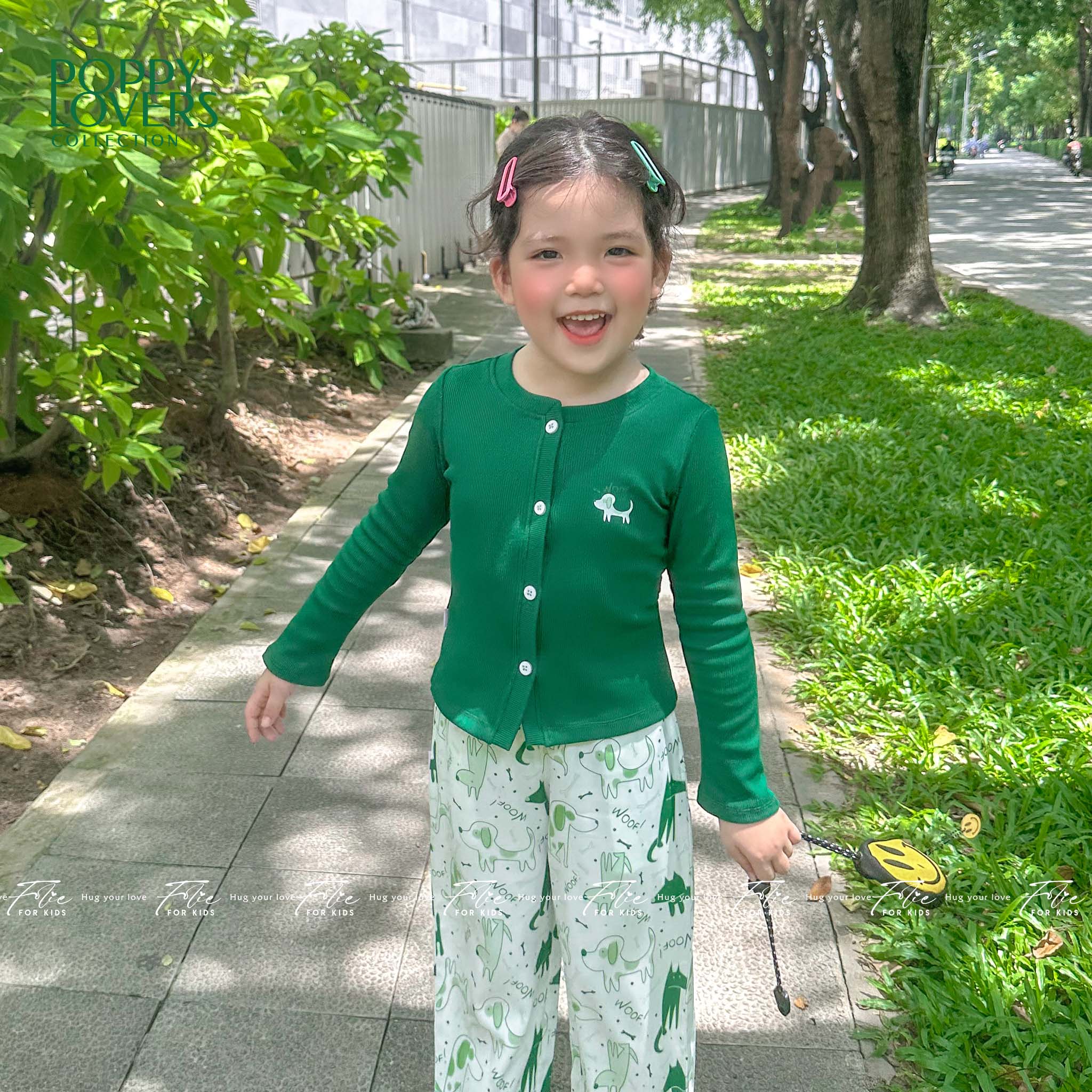 Bộ mặc nhà cho bé FKLA4Q3.9 xanh lá 