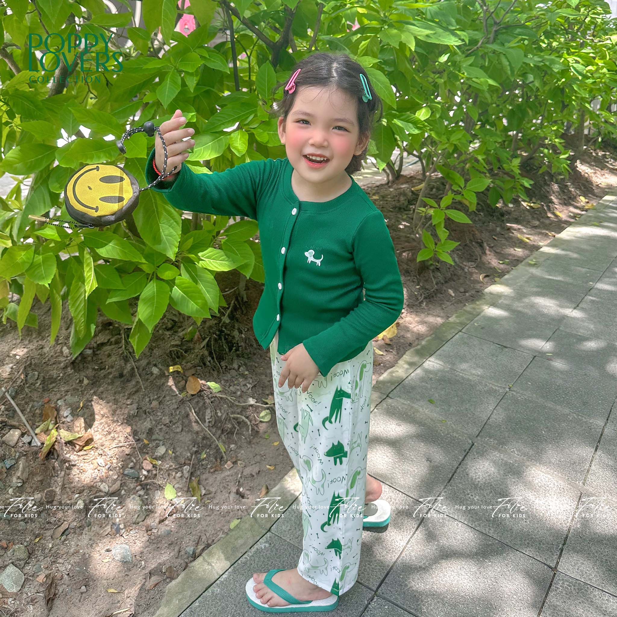 Bộ mặc nhà cho bé FKLA4Q3.9 xanh lá 