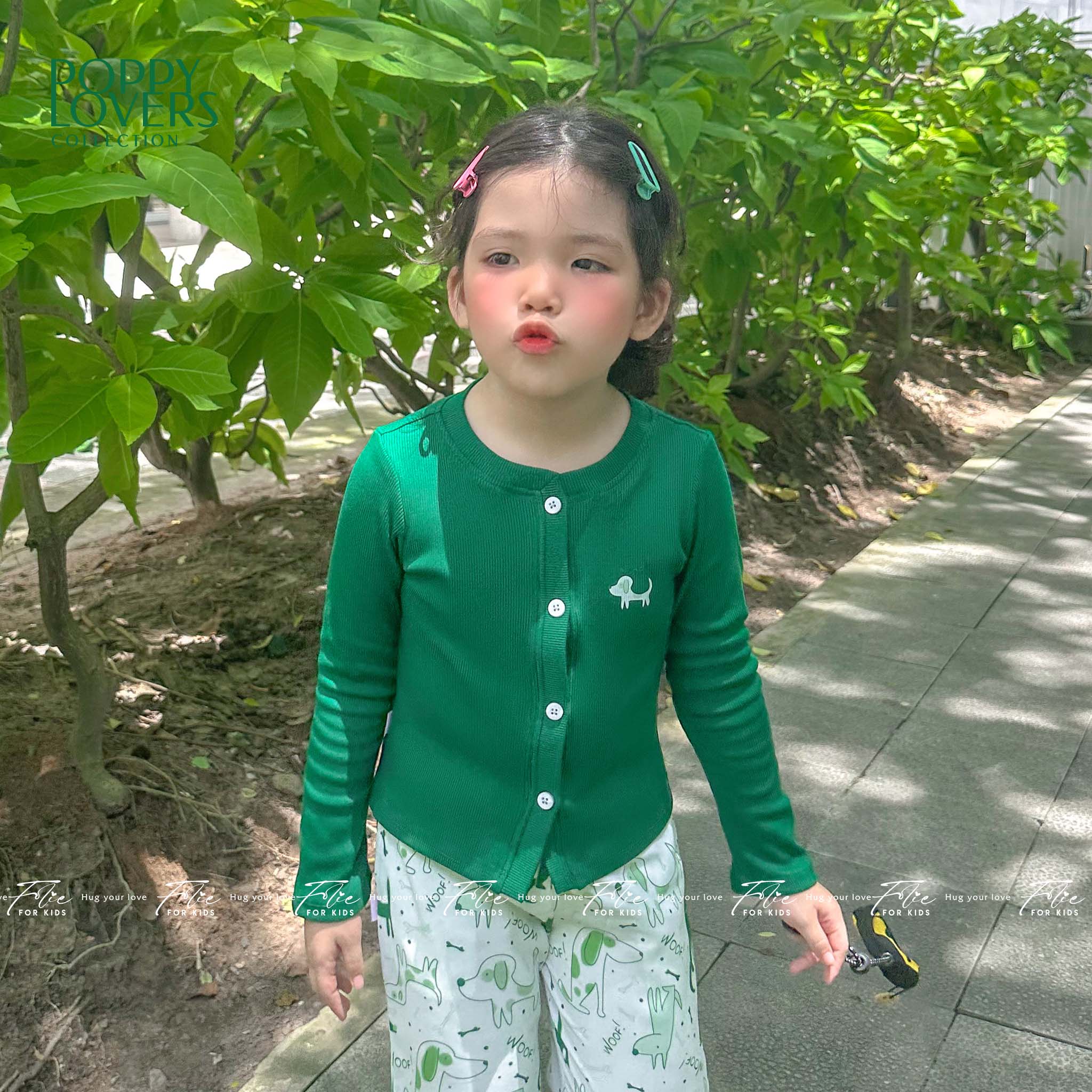 Bộ mặc nhà cho bé FKLA4Q3.9 xanh lá 