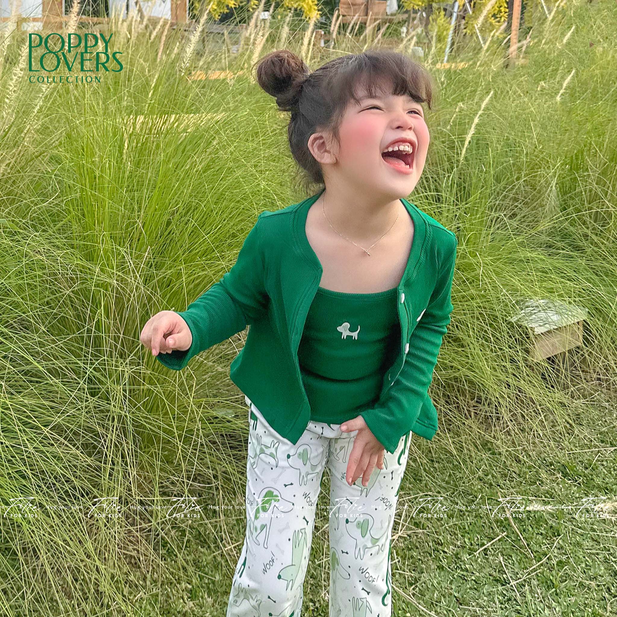 Bộ mặc nhà cho bé FKLA8Q3.9 xanh lá 